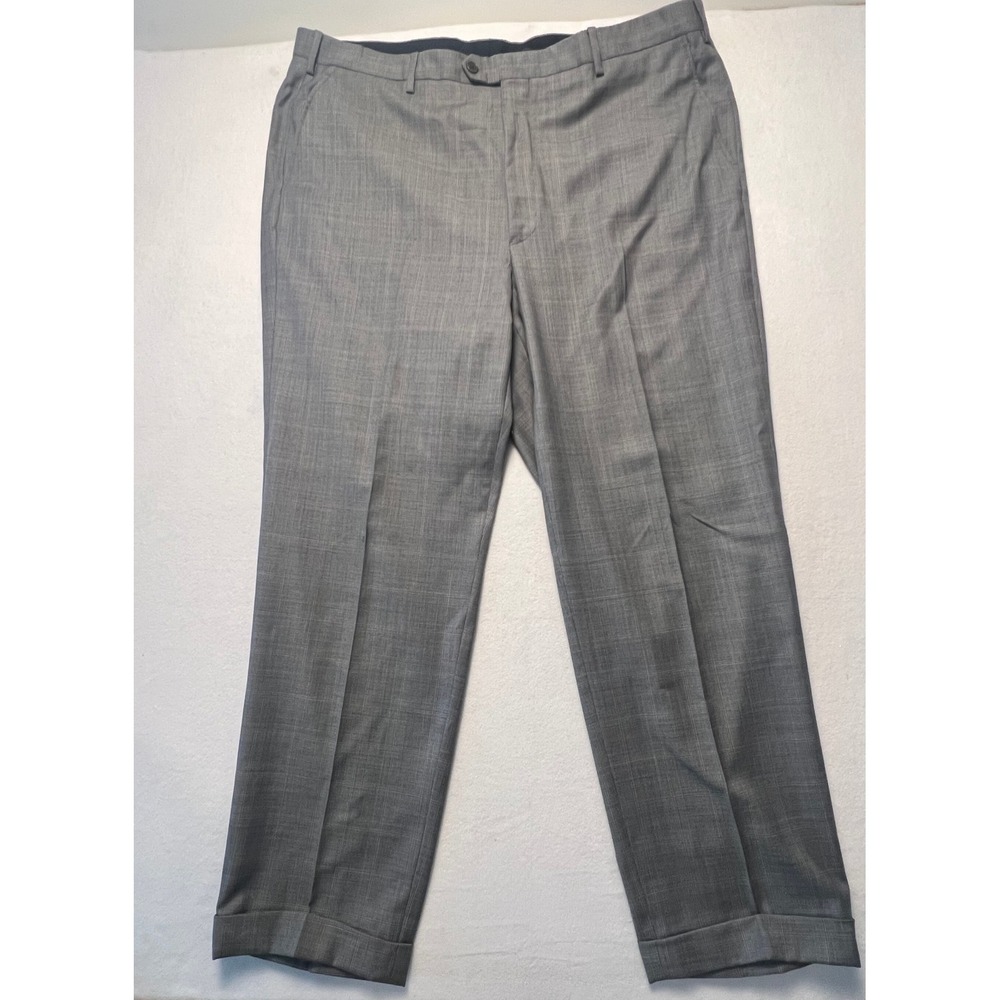 Brooks Brothers 43 Dress Pants Classic Glen Plaid Grey Wool Cuffed Italy 1818